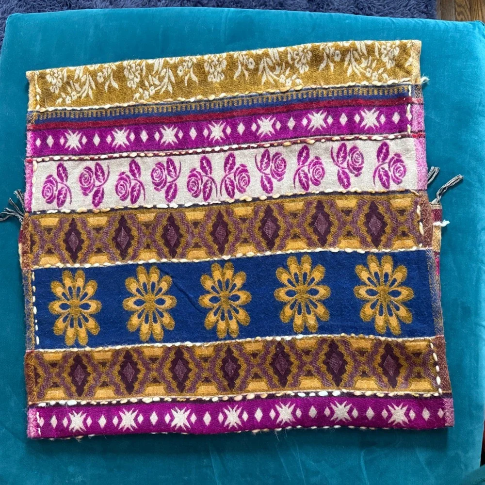 Sacred Threads 100% Rayon Woven Scarf Shawl Bohemian Floral Geometric‎ BOHO